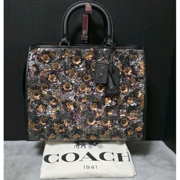Coach 1941 Rogue Sequins 35613 Black / Multi Leather Handbag  NWT - Picture 1 of 11